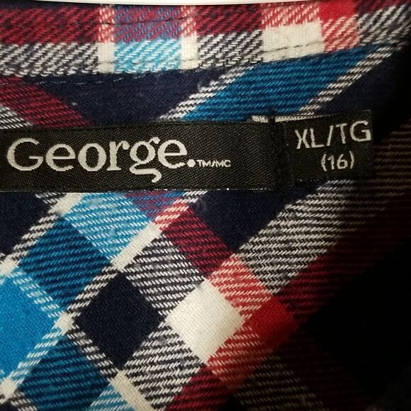 🎁5/$25 George Shirt Girls Youth Size XL 16 Button Up Long Sleeve Plaid - Picture 6 of 10